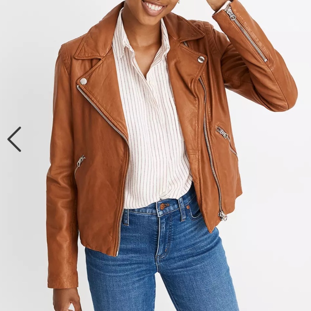 Madewell Washed Leather Jacket Burnt Siena S